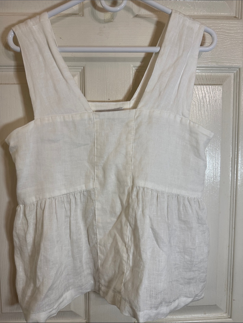 Amour Vert White Linen Sleeveless Top Sz Medium